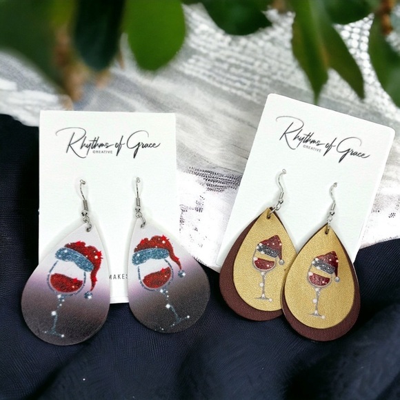 Jewelry - Festive Wine Dangle Earrings - Holiday Cheer in Two Stylish Designs!🍷NWT